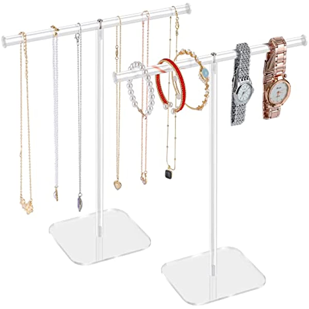 Aredpoook Jewelry Stand Necklace Stand 2 Tower, Clear Necklace Holder